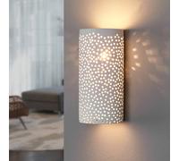 Lindby Aplique de diseño calado Jiru de escayola blanca True