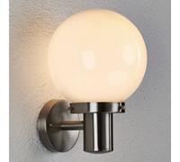 Lindby Aplique de exterior esférico «Samuel», de acero inoxidable
