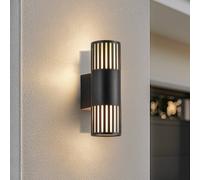 Lindby Aplique de exterior Lurinda, 2 luces, negro, Ø10cm