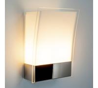 Lindby Aplique de pared Malthe, altura 27 cm, cromo, vidrio, metal