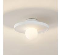 Lindby aplique de pared Nielson, blanco, yeso, Ø 28 cm