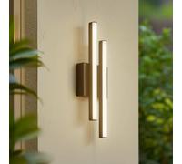 Lindby Aplique LED para exterior Abelia, negro, aluminio, acero inoxidable