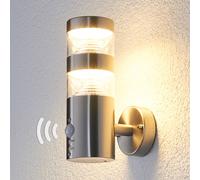 Lindby aplique LED para exterior Lanea, 22 cm, acero inoxidable, sensor