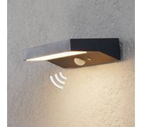 Lindby Aplique LED solar para exterior Maresia, sensor, antracita