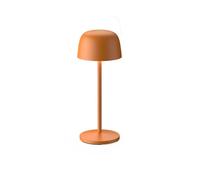 Lámpara de mesa LED recargable Lindby Arietty, naranja, aluminio, Ø 10,5 cm