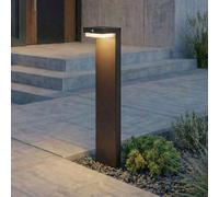 Lindby Baliza LED solar para zócalo Eleazar, negro, aluminio, sensor