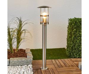 Lindby Bolardo luminoso Noemi, gris, acero inoxidable, 80 cm, IP44
