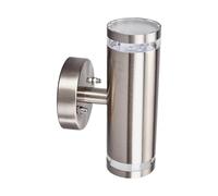 Lindby Aplique LED para exterior Tiberius, acero inoxidable, arriba/abajo, IP44
