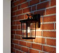 Lindby Lámpara de pared exterior Charmaine en Marrón hecho Aluminio (1 llama, E27) lámparas para aplique lámpara LED exterior/fachada