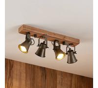 Lindby downlight de techo Grandesa, 35 cm, 4 luces, madera, metal