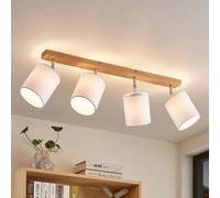 Lindby downlight de techo Imarin, 81 cm, blanco, 4 luces, madera