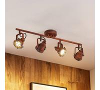 Lindby downlight Scabra, 63 cm, marrón óxido, 4 luces, metal True