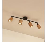 Lindby Downlight Stralino, 4 luces, longitud 60 cm, madera