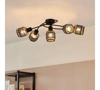 Lindby Eudoria plafón 5 luces negro/oro