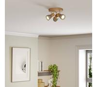 Lindby Filiz foco, 3 luces, Ø 20 cm, madera, hormigón, E14