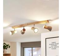 Lindby - Filiz 4 Lámpara de Techo Concrete/Wood