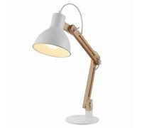 Lindby flexo en blanco, fresno, lámpara de mesa | lámpara de escritorio, e27, moderno, de madera para oficina, espacio de trabajo, sala de estar, salón, comedor