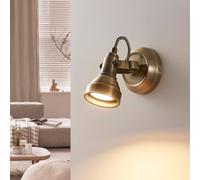 Lindby foco de pared Perseas, latón antiguo, metal, 16 cm, GU10 True