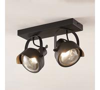 Lindby Foco de techo Henega, negro, 2 brazos