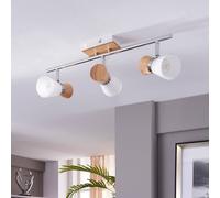 Lindby Foco de techo Vivica 3 brazos con piezas de madera