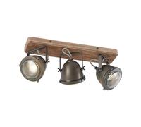 Lindby Foco Farovi (Industrial) en Negro hecho de Madera e.o. para Salón & Comedor (3 llamas, GU10) foco empotrado lámpara techo pared