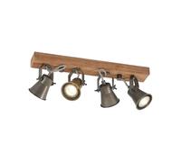 Lindby Foco halógeno Grandesa (Vintage) en Marrón hecho de Madera e.o. para Salón & Comedor (4 llamas, GU10) lámpara techo foco