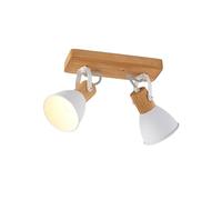 Lindby Downlight Merela, blanco, 28 cm, 2 luces, madera, E14