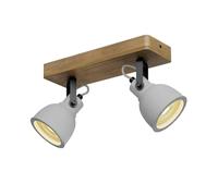 Lindby Foco Mitis (Industrial) en Marrón hecho de Madera e.o. para Salón & Comedor (2 llamas, GU10) foco empotrado lámpara techo pared