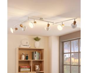 Lindby Fridolin downlight de techo, 160cm, 6 luces, blanco, metal