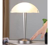 Lindby Hermosa lámpara de mesa Viola, níquel mate