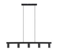 Lámpara colgante Lindby Baliko, negra, 116 cm, 5 luces, GU10