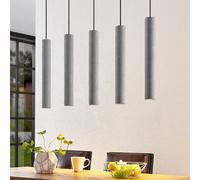 Lindby lámpara colgante Concretto, 100 cm, gris, 5 luces, hormigón