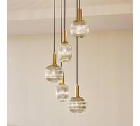 Lindby Lámpara colgante Doroteo, 5 luces, gris, cristal