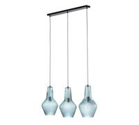Lámpara colgante Lindby Drakar, 3 luces, azul claro, cristal, Ø 25 cm