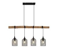 Lámpara colgante Lindby Elrond, 116 cm, negra, 4 luces, madera