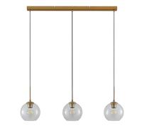 Lámpara colgante Lindby Grady, latón/claro, 110 cm, metal, cristal