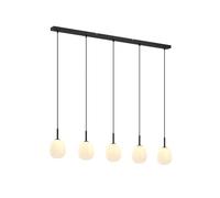 Lindby lámpara colgante en negro mate, luminaria suspendida | g9, 5 bombillas, moderno, de vidrio para cocina, comedor