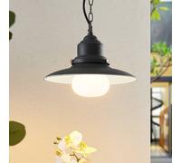 Lindby lámpara colgante exterior Roisin, antracita, metal, Ø 32 cm True