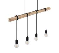 Lámpara colgante Lindby Ferris, 4 luces, 90 cm, madera, E27