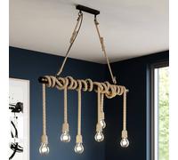 Lindby lámpara colgante Hajo, 100 cm, 6 luces, colgante de cuerda
