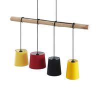 Lindby Lámpara colgante Hinai en Marrón hecho de Textura, Tela Tejido Seda e.o. para Salón & Comedor (4 llamas E27) lámpara techo