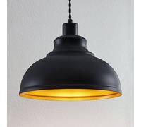 Lindby Lámpara colgante vintage Albertine, metal, negra True