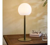 Lindby lámpara de mesa LED Eleia, verde, metal, batería recargable