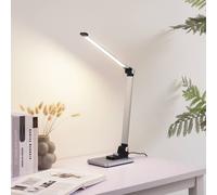 Lindby Lámpara de mesa LED Valtaris, plata, aluminio, CCT, atenuable
