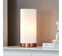 Lindby Lámpara de mesa Ronja blanca con base color cobre