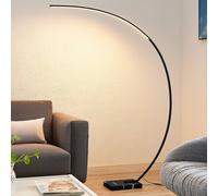 Lindby Lámpara de pie LED arqueada Kendra, negra, aluminio, altura 180cm