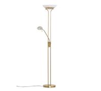 Lindby Lámpara de Pie 'Yveta' Dorado de Vidrio e.o. para Salón & Comedor (1 llama, lámpara LED de pie)