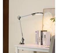 Lindby Lámpara de pinza LED Nyxaris, gris, metal, CCT, 52 cm