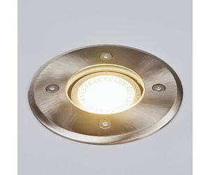 Lindby Lámpara de suelo empotrable Insa, Ø11cm, acero inoxidable, GU10, IP67