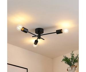 Lindby Lámpara de techo Cerros, 3 luces, negro, metal True